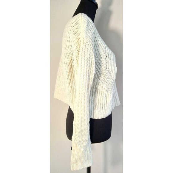 Say What Ivory Cable Knit Cropped Sweater Small Super Cute - Picture 7 of 13